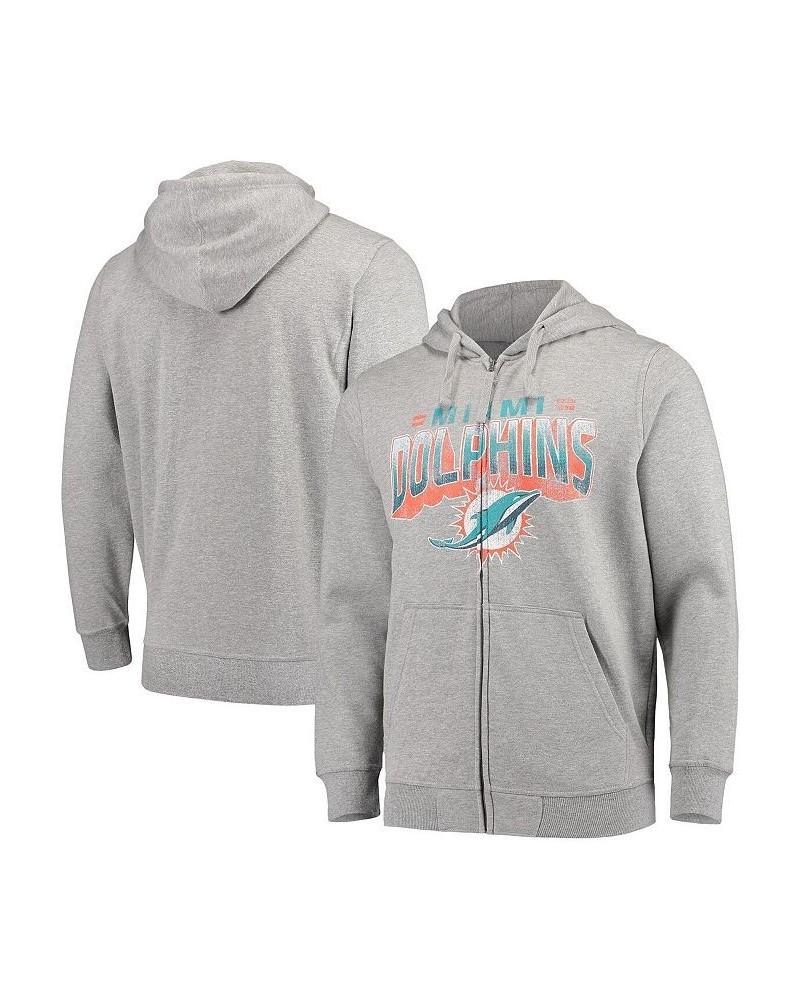 Men's Gray Miami Dolphins Perfect Season Full-Zip Hoodie $30.36 Sweatshirt