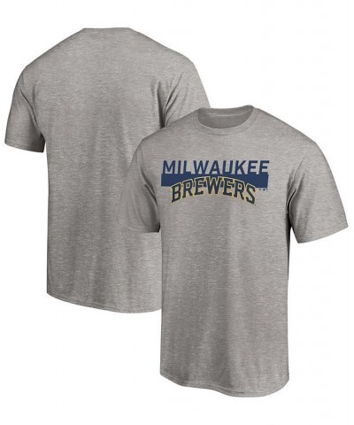 Men's Big and Tall Heathered Gray Milwaukee Brewers City Stripe Wordmark T-shirt $21.92 T-Shirts