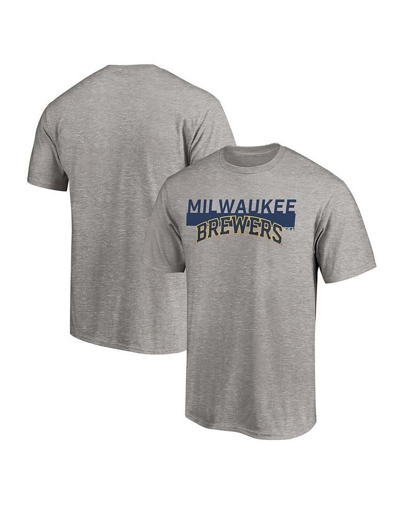 Men's Big and Tall Heathered Gray Milwaukee Brewers City Stripe Wordmark T-shirt $21.92 T-Shirts