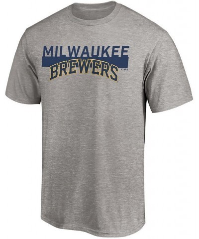 Men's Big and Tall Heathered Gray Milwaukee Brewers City Stripe Wordmark T-shirt $21.92 T-Shirts