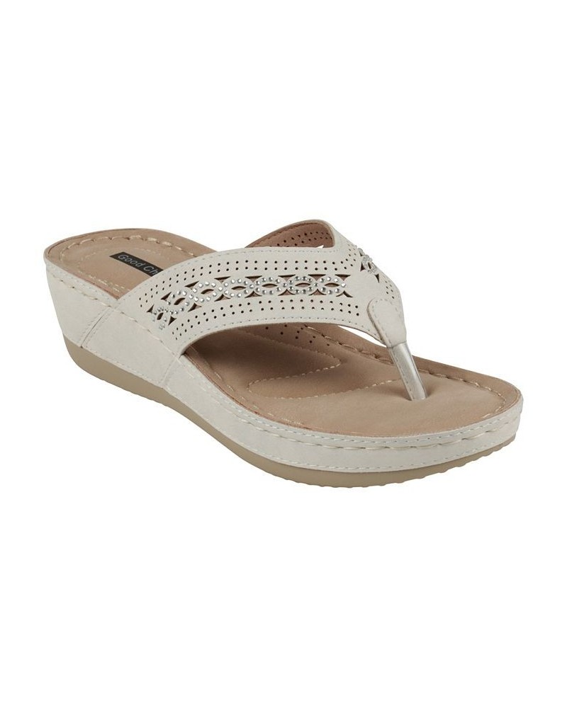 Women's Bari Thong Wedge Sandals White $30.80 Shoes