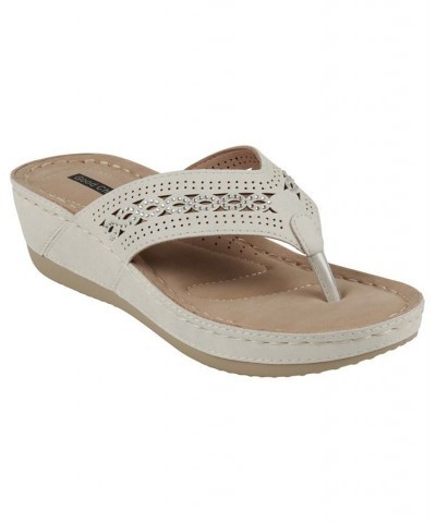 Women's Bari Thong Wedge Sandals White $30.80 Shoes