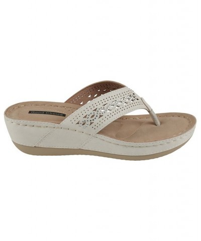 Women's Bari Thong Wedge Sandals White $30.80 Shoes