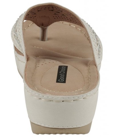 Women's Bari Thong Wedge Sandals White $30.80 Shoes