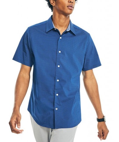 Men's Navtech Trim-Fit Short-Sleeve Micro-Dot Shirt Blue $26.37 Shirts