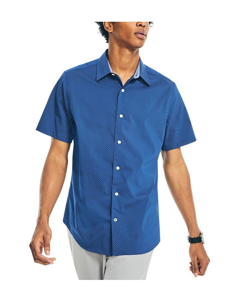 Men's Navtech Trim-Fit Short-Sleeve Micro-Dot Shirt Blue $26.37 Shirts