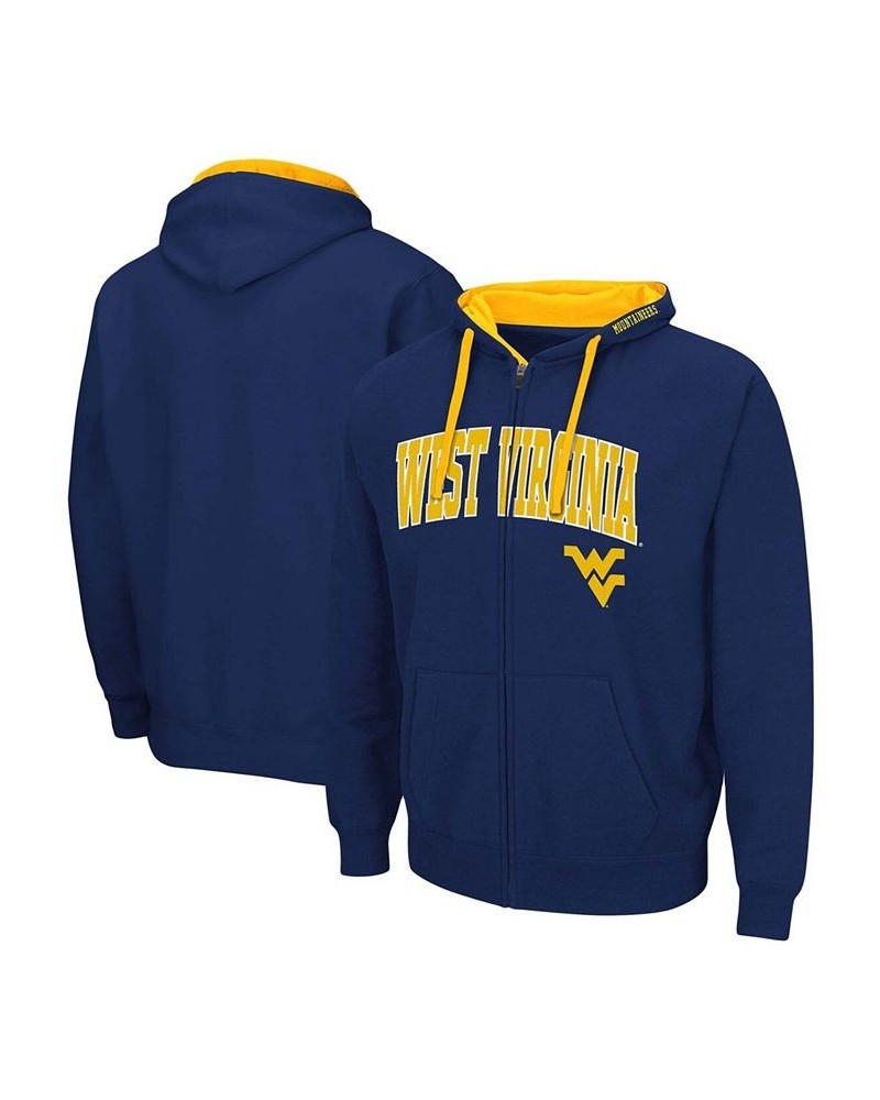 Men's Navy West Virginia Mountaineers Arch Logo 2.0 Full-Zip Hoodie $32.99 Sweatshirt