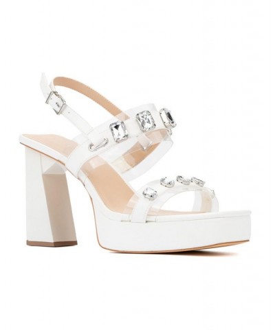 Women's Waverly Wide Width Heels Sandals White $38.36 Shoes