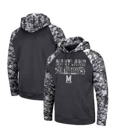 Men's Charcoal Maryland Terrapins OHT Military-Inspired Appreciation Digital Camo Pullover Hoodie $31.50 Sweatshirt