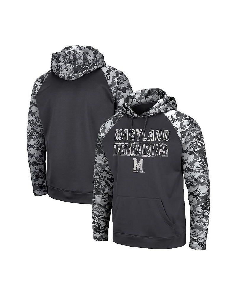 Men's Charcoal Maryland Terrapins OHT Military-Inspired Appreciation Digital Camo Pullover Hoodie $31.50 Sweatshirt