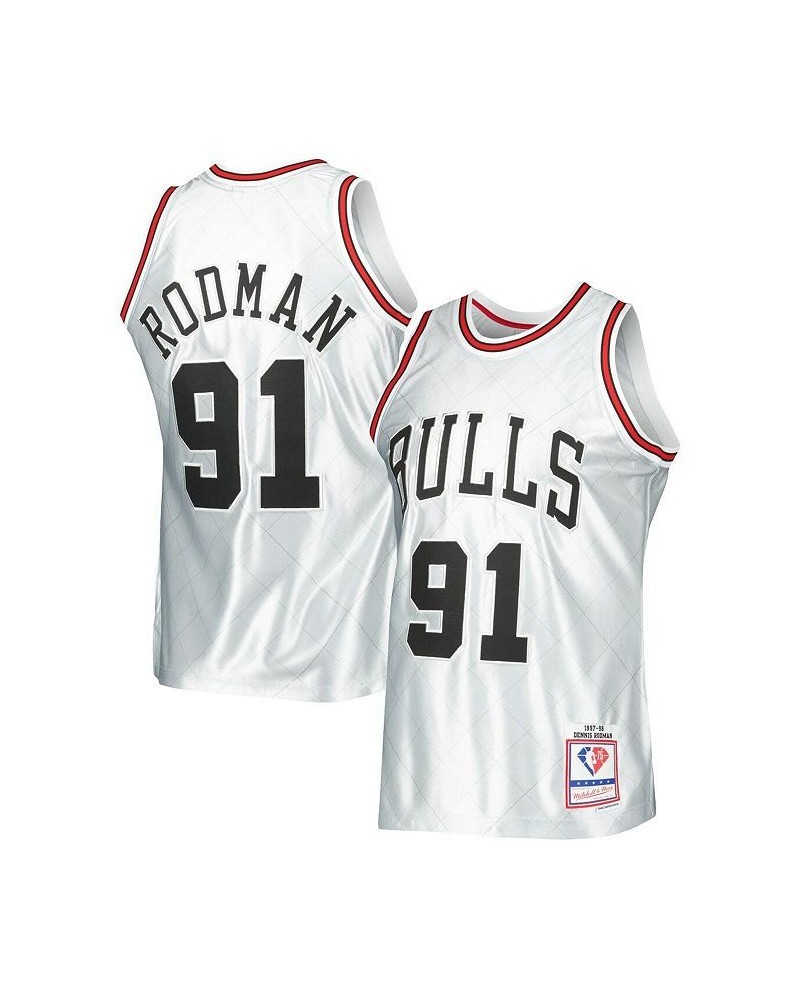 Men's Dennis Rodman Platinum Chicago Bulls 1997-98 Hardwood Classics 75th Anniversary Swingman Jersey $97.50 Jersey