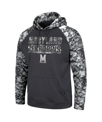 Men's Charcoal Maryland Terrapins OHT Military-Inspired Appreciation Digital Camo Pullover Hoodie $31.50 Sweatshirt