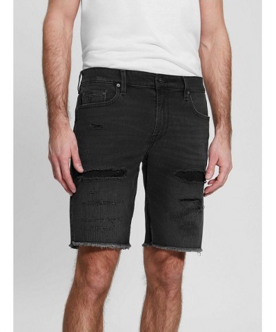 Men's Rip-and-Repair Regular Fit Denim Shorts Black $34.56 Shorts