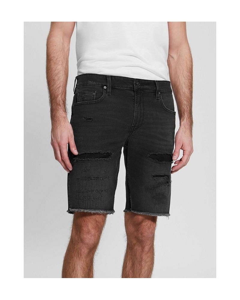 Men's Rip-and-Repair Regular Fit Denim Shorts Black $34.56 Shorts