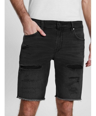 Men's Rip-and-Repair Regular Fit Denim Shorts Black $34.56 Shorts