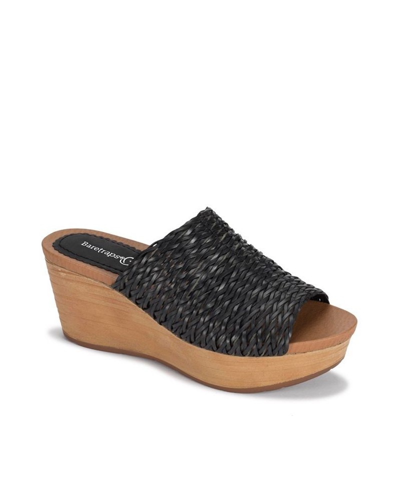 Macauley Wedge Slide Sandals Black $44.50 Shoes