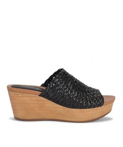 Macauley Wedge Slide Sandals Black $44.50 Shoes