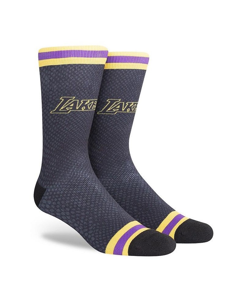 Men's Black Los Angeles Lakers Hardwood Classics Crew Socks $8.82 Socks