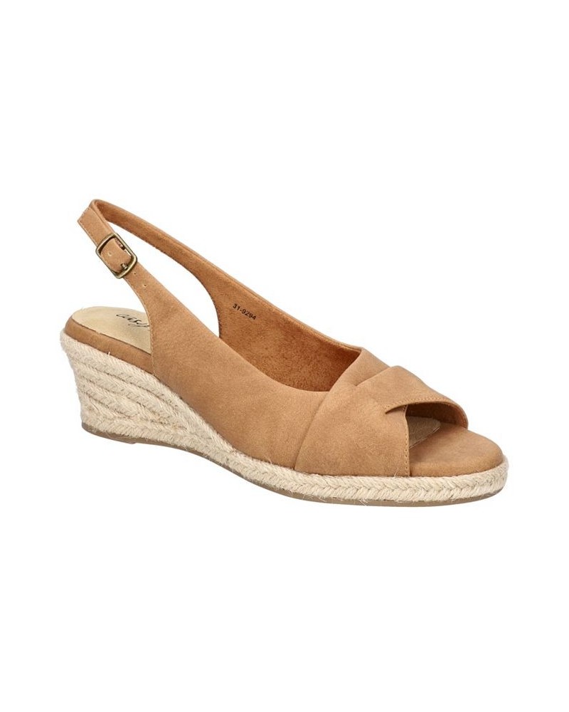 Women's Devlin Espadrille Wedge Sandals Brown $34.50 Shoes