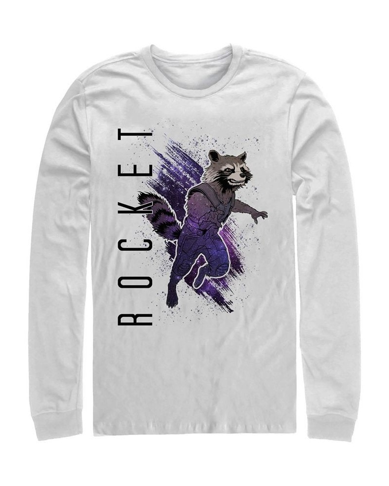 Marvel Men's Avengers Endgame Rocket Painted Portrait Poster, Long Sleeve T-shirt White $21.99 T-Shirts