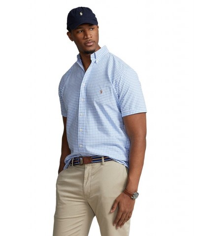 Men's Big & Tall Plaid Oxford Shirt Light Blue/White $53.75 Shirts