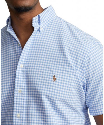 Men's Big & Tall Plaid Oxford Shirt Light Blue/White $53.75 Shirts