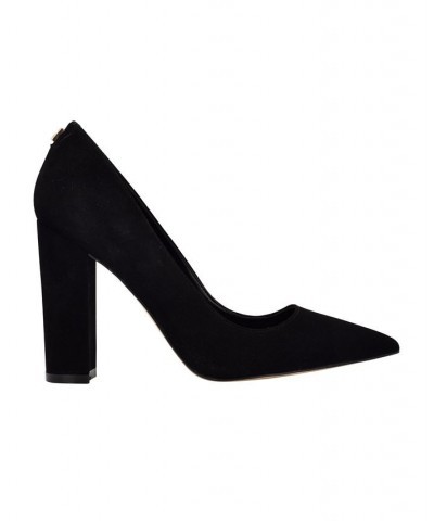 Women's Abagail Block Heel Plain Pumps Black $50.04 Shoes