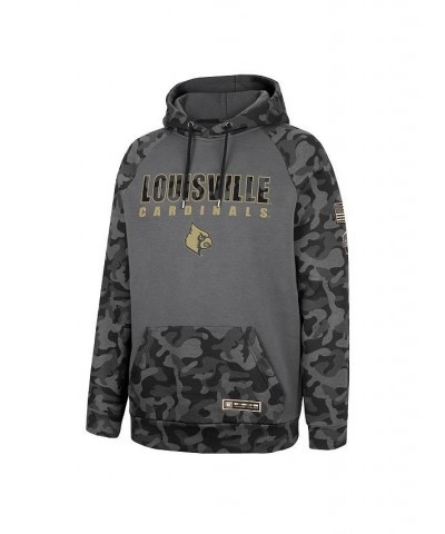 Men's Charcoal Louisville Cardinals OHT Military-Inspired Appreciation Camo Stack Raglan Pullover Hoodie $30.55 Sweatshirt