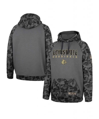 Men's Charcoal Louisville Cardinals OHT Military-Inspired Appreciation Camo Stack Raglan Pullover Hoodie $30.55 Sweatshirt