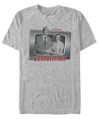 Men's Live Action WandaVision Romantic Couple Short Sleeve T-shirt Gray $18.19 T-Shirts