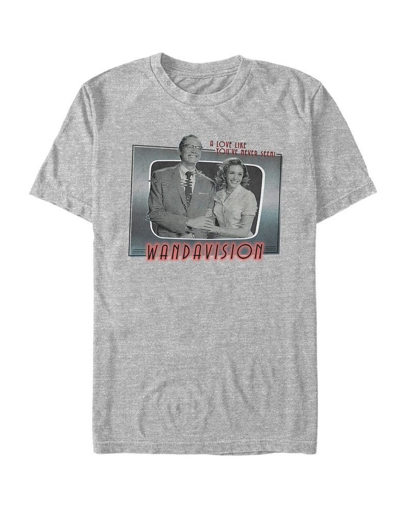 Men's Live Action WandaVision Romantic Couple Short Sleeve T-shirt Gray $18.19 T-Shirts