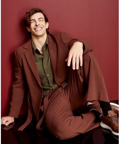 Men's Asymmetrical Belted Blazer Brown $27.66 Blazers