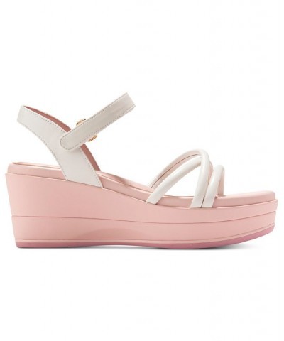 Women's Grand Ambition Addison Platform Wedge Sandals White $59.40 Shoes