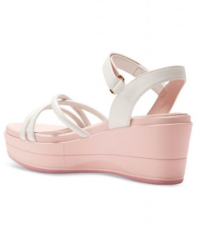 Women's Grand Ambition Addison Platform Wedge Sandals White $59.40 Shoes