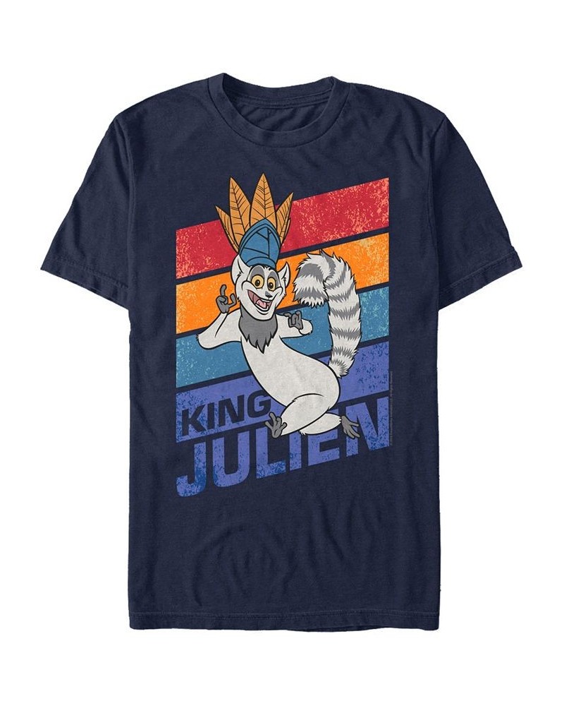 Madagascar Men's King Julien Short Sleeve T-Shirt Blue $20.29 T-Shirts