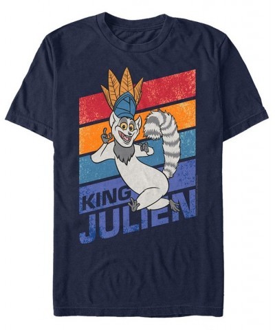 Madagascar Men's King Julien Short Sleeve T-Shirt Blue $20.29 T-Shirts