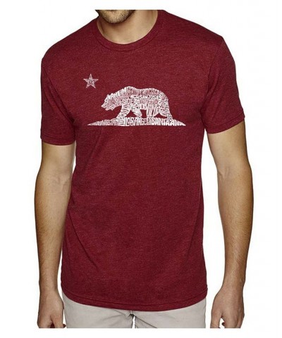 Mens Premium Blend Word Art T-Shirt - California Bear Red $22.05 T-Shirts
