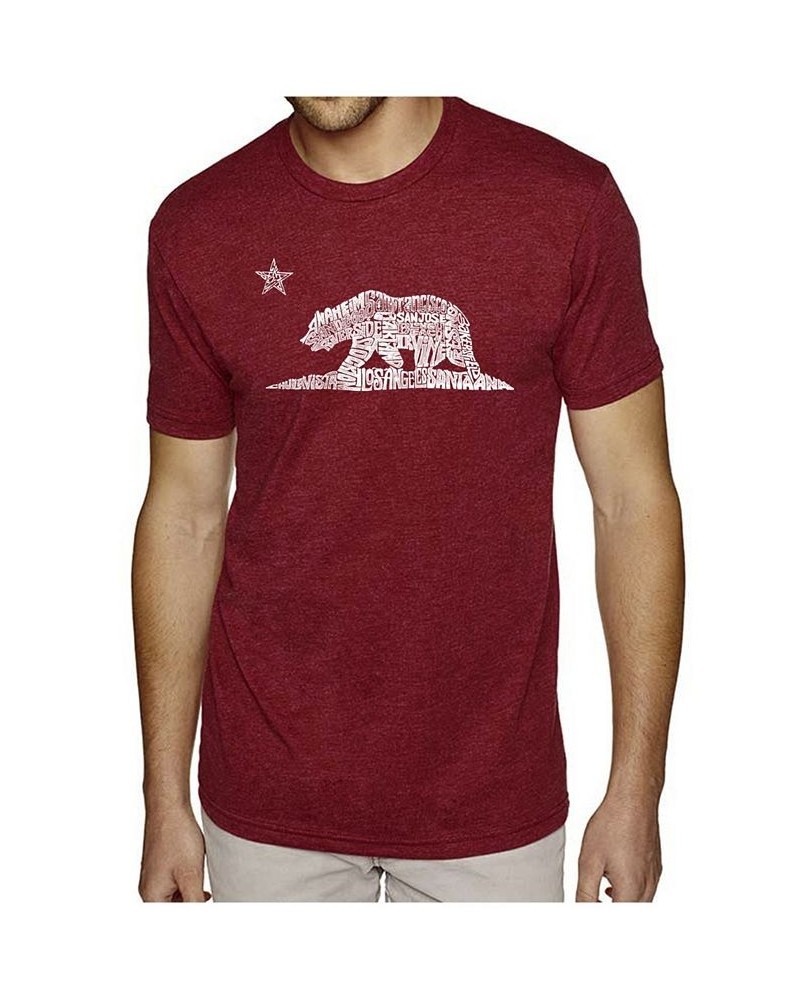 Mens Premium Blend Word Art T-Shirt - California Bear Red $22.05 T-Shirts