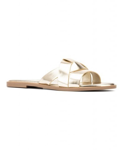 Women's Tiana Wide Width Flats Gold $29.02 Shoes