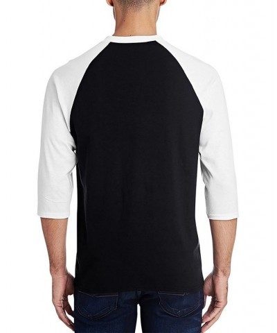 Men's Raglan Baseball 3/4 Sleeve Peace Love Cats Word Art T-shirt Black, White $25.19 T-Shirts