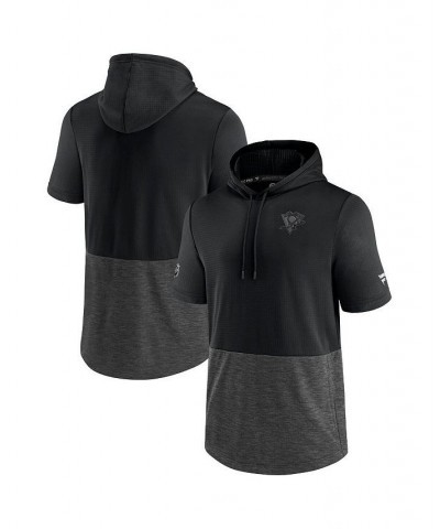 Men's Branded Black Pittsburgh Penguins Authentic Pro Travel and Training Short Sleeve Pullover Hoodie $34.00 Sweatshirt