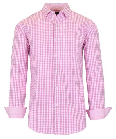 Men's Long Sleeve Gingham Dress Shirt PD07 $31.28 Shirts