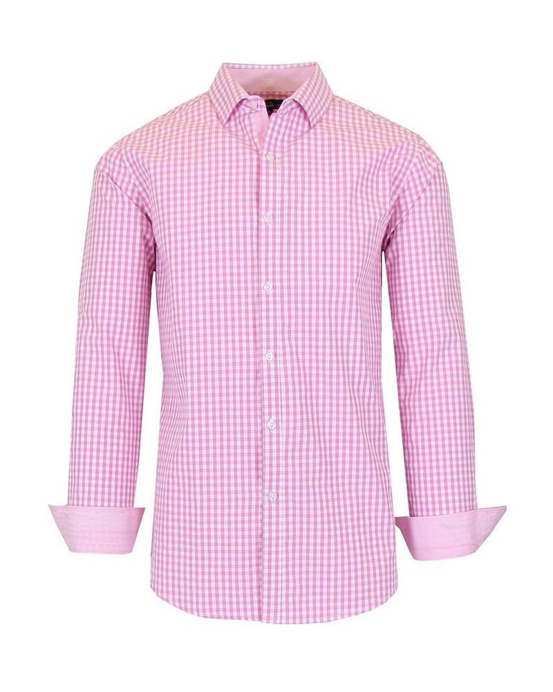 Men's Long Sleeve Gingham Dress Shirt PD07 $31.28 Shirts