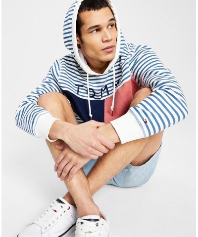 Men's Nautical Stripe Quinn Hooded Sweatshirt White $36.16 Sweatshirt