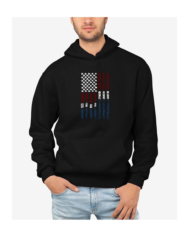 Men's Support Our Troops Word Art Hooded Sweatshirt Black $33.59 Sweatshirt