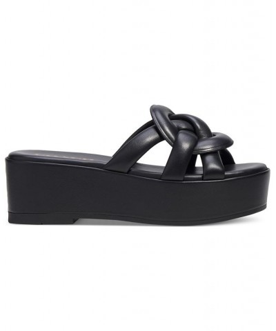 Everette Woven Soft Emblem Flatform Sandals Black $111.80 Shoes