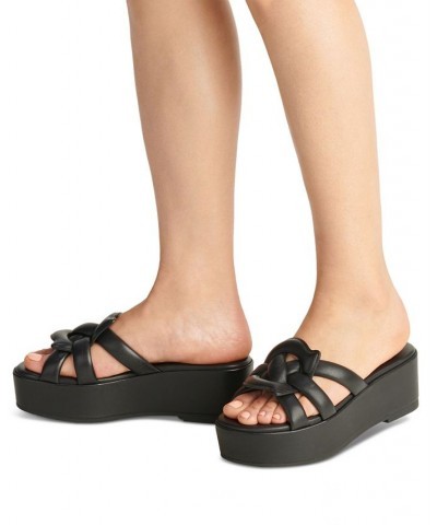 Everette Woven Soft Emblem Flatform Sandals Black $111.80 Shoes