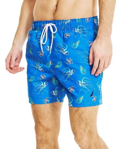 Men's Ocean-Print Swim Shorts Spinnerblu $19.08 Swimsuits