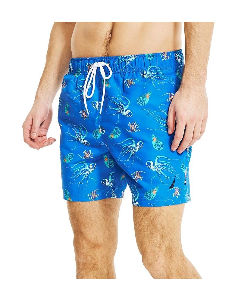 Men's Ocean-Print Swim Shorts Spinnerblu $19.08 Swimsuits