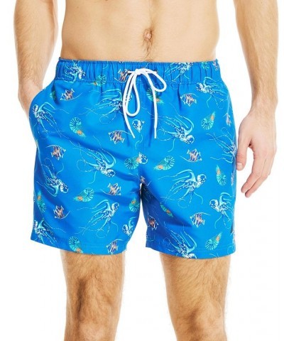 Men's Ocean-Print Swim Shorts Spinnerblu $19.08 Swimsuits